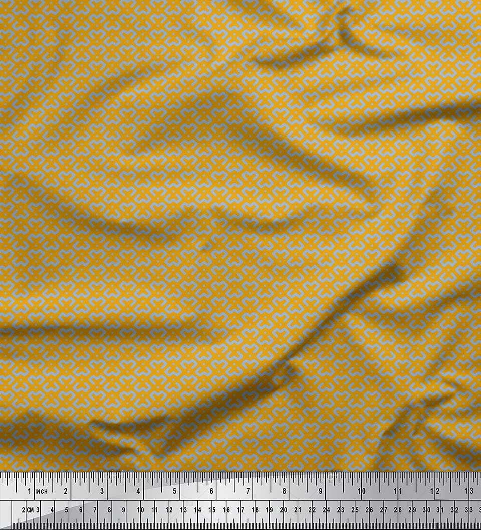 Soimoi Cotton Voile Fabric Dot & Geometric Small Decor Fabric Printed Yard 42 Inch Wide