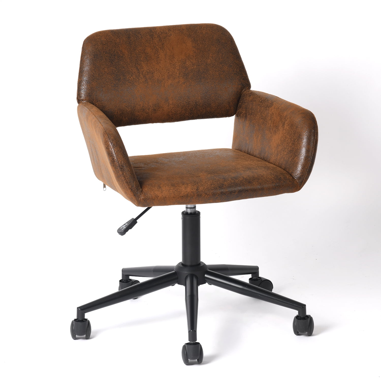 Chaise de bureau Homy Casa, réglable, avec revêtement en similicuir, dossier ergonomique, pivotante, marron