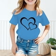 thumbnail image 2 of T-shirt Mignon à Motif pour Fille, Col Rond, Manches Courtes, Été, Décontracté, Hauts, T-Shirts et Chemises pour Filles, Bleu Ciel 140/9 A-10 A, 2 of 5