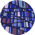 thumbnail image 1 of Ahgly Tapis Rond Lavable en Machine Intérieur Transitionnel Bleu Minuit, 5 Pieds Rond, 1 of 7