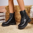 thumbnail image 3 of LOVZFMLL Bottes pour Femmes Mi-Mollet Bottes de Combat à Lacets Bout Rond Sangles Ajustables Talon Bas Épais Style Français Automne Hiver, 3 of 8
