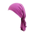 thumbnail image 1 of Fashion Women Reversible Adjustable Beading Braid Hat Muslim Ruffle Cancer Wrap Cap Sleep Caps Satin Lined Hair Bonnets, 1 of 4