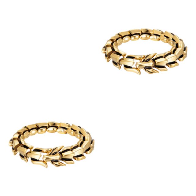maskred Fashionable Gothic Punk Dragon Scale Bangle 48 inches Durable and Striking Gold 8.26 Inch 2Set