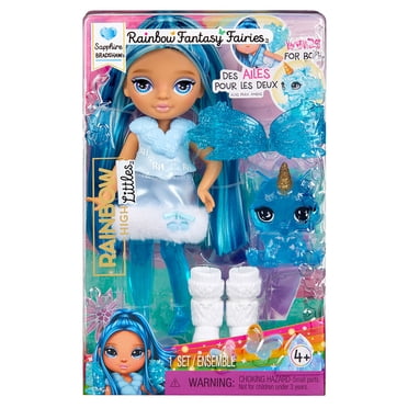 Rainbow High Littles Rainbow Fantasy Fairies + Pet – Sapphire, Blue 5.5" Small Doll & Fantasy Dog Pet