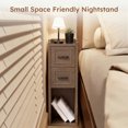 thumbnail image 3 of BERRY NEST Narrow Nightstand Set of 2, Modern Walnut Bedside Table with Drawers & Open Shelf, Modern End Table for Bedroom Small Spaces, Apartments, Renters, 3 of 8