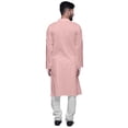 thumbnail image 3 of Atasi Kurta Long Uni pour Hommes Col Mandarin Chemise Habillée Décontractée pour Fête, 3 of 5