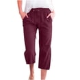thumbnail image 1 of Bigersell Butt Lifting Jeans for Women Straight Jeans Summer Loose Jeans Ladies Taper Denim Pants Button Closure Ripped Female High Waisted Jeans Loose Mid Waist Ankle Length Pants Style J-49 Wine M, 1 of 5