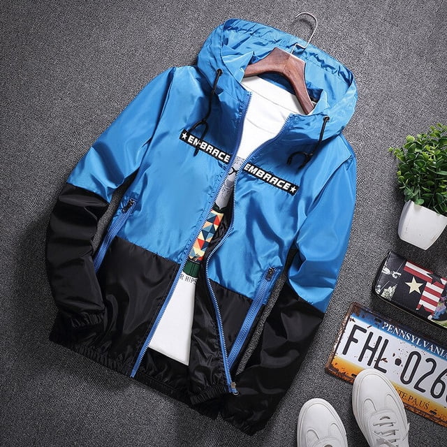 OmicGot Hooded Jacket New Spring Autumn Korean Version Plus Male And Female Couples Colorblock Men's Jacket Casual Thin Section Coat
