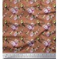 thumbnail image 1 of Soimoi Rayon Fabric Hummingbird,Leaves & Rose Floral Print Fabric by Yard 42 Inch Wide, 1 of 3
