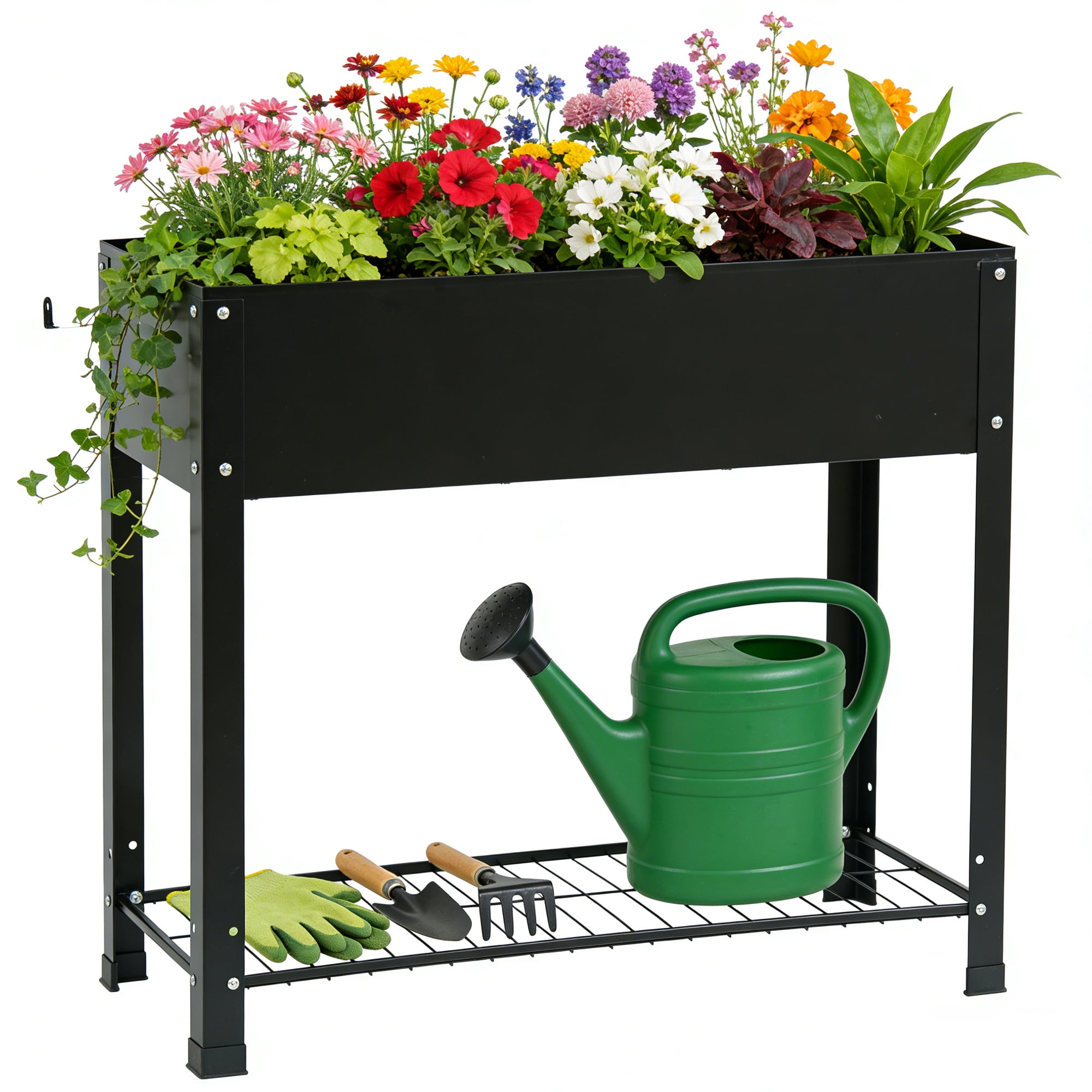 Noble House 2-Tier Raised Garden Bed with Storage Shelves