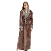 WZXFASHION Womens Fleece Robe Soft Plush Bathrobe Fluffy Cute Long Coat Night Robe WomenRobes A XL