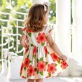 thumbnail image 4 of Robe d'Été pour Filles Tout-Petits Manches Volantes Robe Fluide à Volants Imprimé Fleuri Ligne A Robe Princesse 5-6 Ans, 4 of 6