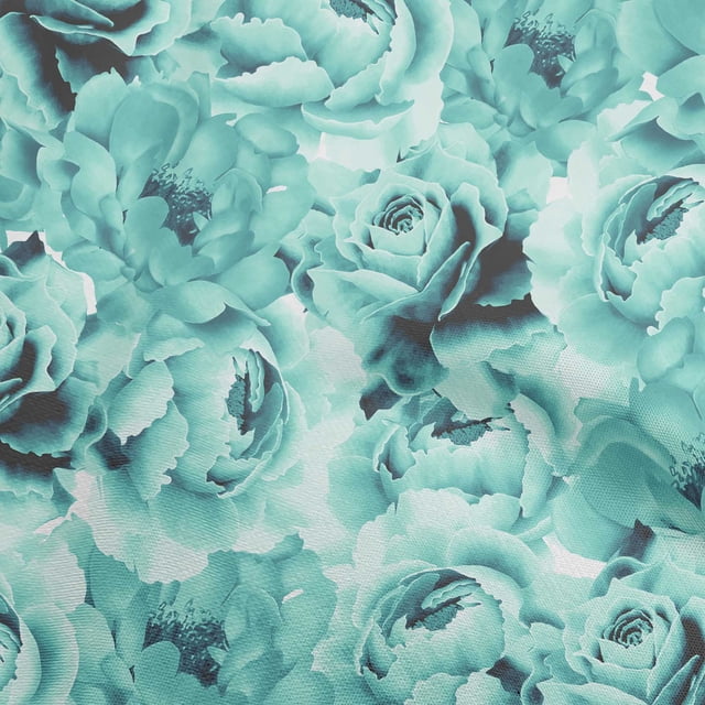 oneOone Polyester Spandex Dusty Teal Green Fabric Floral Craft Projects Decor Fabric Printed By The Yard 56 Inch Wide