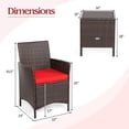 thumbnail image 2 of Patiojoy 3 Pieces Patio Rattan Conversation Furniture Wicker Chairs with Coffee Table & Cushions Red, 2 of 10