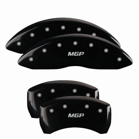 Fits 2020-2022 Kia Forte MGP Caliper Cover Caliper Cover 21198SMGPBK Set of 4; MGP Logo; Powder Coated; Black; Aluminum