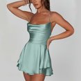 thumbnail image 3 of AherBiu Satin Dress for Women Sleeveless Crossover Strap Hollow Back Ruffle Layered Party Mini Dress, 3 of 7
