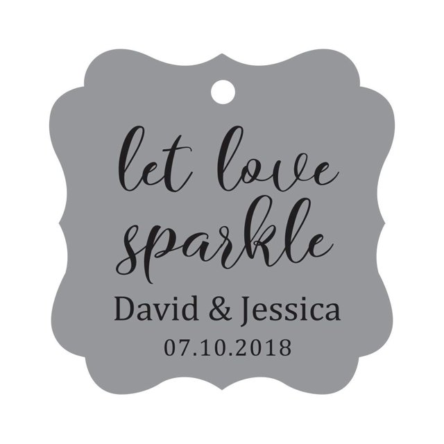 Darling Souvenir Personalized Fancy Frame Paper Tags Wedding Sparklers Let Love Sparkle Custom Hang Tags-Gray-100 Tags