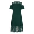 thumbnail image 2 of CHUANK Summer Plus Size Maxi Dresses For Wedding Guest Lace Stitching Dress Cold Shoulder Long Dresses Short Sleeve, 2 of 6