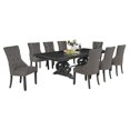 thumbnail image 1 of Ensemble de Salle à Manger en Bois Gris Foncé avec Table Extensible et Chaises en Lin Gris, 1 of 5