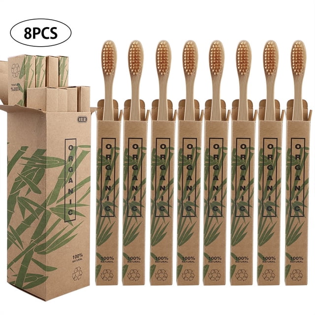 8pcs Travel Bamboo Toothbrushes Eco Friendly Soft Bristle Oral Care Tooth Brush