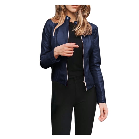 Aqestyerly Women Coats Women Ladies Lapel Motor Jacket Coat Zip Biker Short Punk Cropped Tops HWRETIE