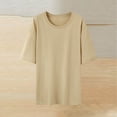thumbnail image 2 of Pisexur Hauts d'Été pour Femmes, Hauts pour Femmes, Hauts de Sortie pour Femmes, Hauts pour Dames, T-Shirt d'Été à Col Rond Manches Courtes Mode Décontractée Imprimé avec Boutons Kaki, 2TG, 2 of 4