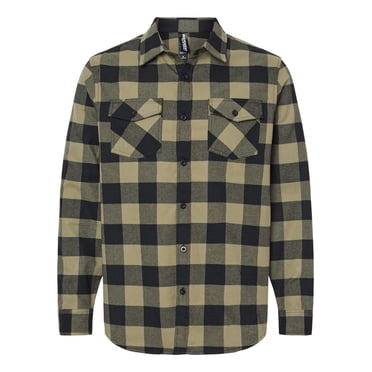 Independent Trading Co. Flannel Shirt, Olive/ Black - L