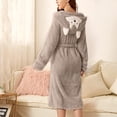 thumbnail image 2 of Teissuly Peignoirs pour Femmes Mode Allongé Garder au Chaud Col à Revers Même Style Pyjama à Capuche Uni Manches Longues Nuisette, 2 of 7