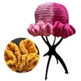 thumbnail image 2 of MesaSe Sweet Girls Crochet Ruffled Brim Bucket Hat Cute Ladies Fisherman Hat Exaggerated Style Teens Winter Windproof Hat, 2 of 21