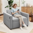 thumbnail image 2 of HOMCOM Fauteuil-Lit, Petit Sofa Escamotable avec USB, Gris, 2 of 10
