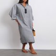 thumbnail image 2 of Robe Chemise pour Femmes à Manches Longues et Col Rabattu à Rayures, 2 of 9