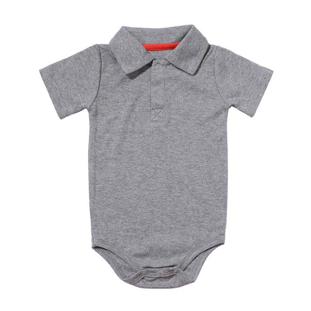 MIASHUI Justaucorps Bébé Manches Courtes Col Polo Tenue de Gentleman, Gris Clair, 6-9 Mois