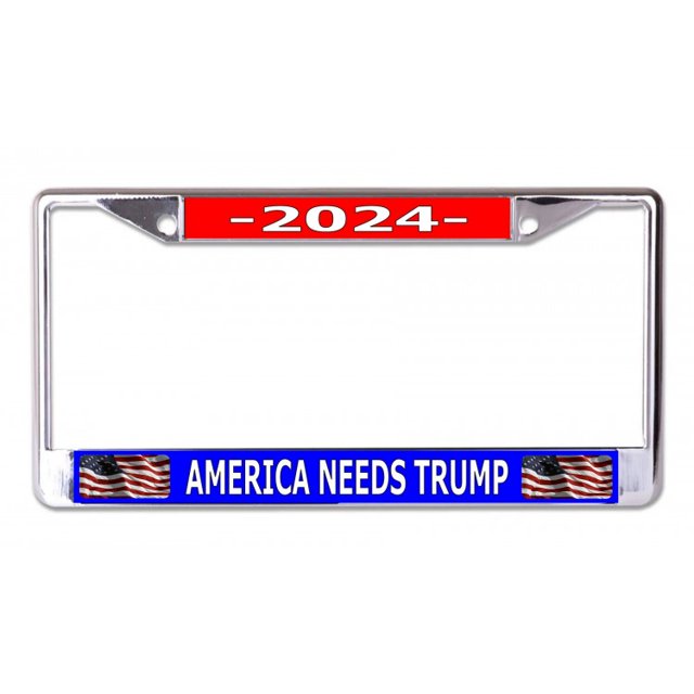 Cadre de Plaque d'Immatriculation Chrome America Needs Trump 2024