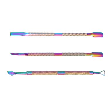 Unique Bargains Ensemble de 3 Poussoirs à Cuticules en Acier Inoxydable Double Tête Outil de Retrait de Cuticules Poussoir de Manucure Couleur Assortie