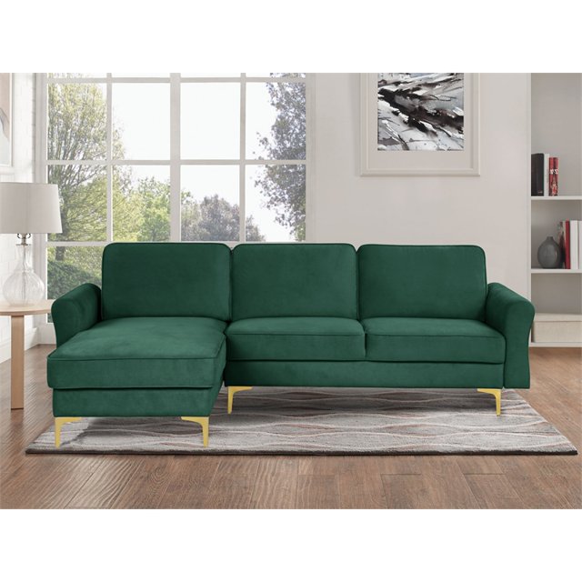 Lifestyle Solutions Canapé Sectionnel Leland en Tissu Vert Rembourré