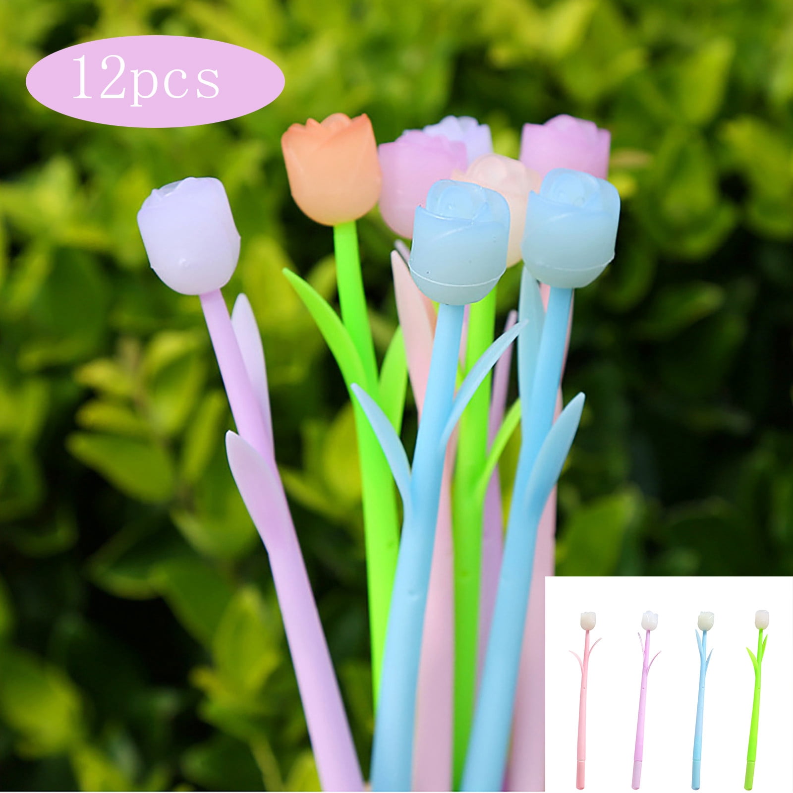 Matoen12 12 Pieces Color Changing Flower Pens, Gel Flower Pens Rose Creative Gel Ink Rollerball Pen Cute Ballpoint Pens Suitable for Home School Office