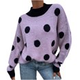 thumbnail image 2 of Chandail à Pois en Tricot à Col Rond pour Femme, Mode, Chandail Tricoté, Haut, Blouse, 2 of 8
