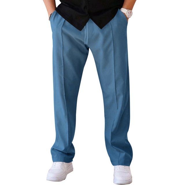 FOCUSNORM Men's Tapered Joggers Lightweight Drawstring Elastic Waist Solid Color Athletic Workout Pants Trousers