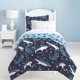 thumbnail image 1 of dream FACTORY Kids 7-Piece Complete Set Easy-Wash Super Soft Microfiber Comforter Bedding, Full, Blue Sharks, 1 of 4