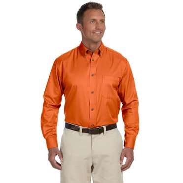 Harriton Chemise à Manches Longues en Sergé pour Hommes Easy blendTM avec Élimination des Taches
