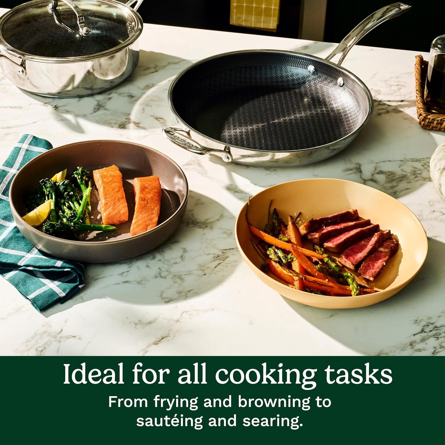 Cuisinart FusionPlus™ Ensemble de 6 Poêles Antiadhésives en Acier Inoxydable, 8", 10", 12" avec Couvercles, Sans PFAS, Compatible Induction (FPS‑6SSCRC)