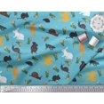 thumbnail image 3 of Soimoi Tissu Popeline de Coton Oiseaux, Imprimés d'Animaux Squirrel & Rabbit au Mètre 56 Pouces de Large, 3 of 3