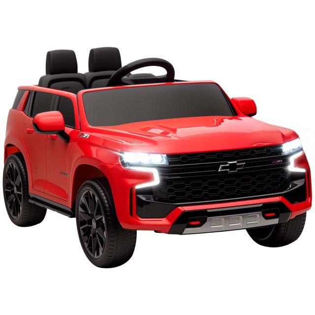 Aosom Voiture Électrique pour Tout-Petit 12V sous Licence Chevrolet TAHOE, Voiture à Chevaucher Rouge