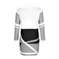 thumbnail image 5 of Pompotops Robe Mi-Mollet pour Femme, Mode Rétro, Imprimé Géométrique, à Panneaux, Manches Longues, Col en V, en Solde, 5 of 5
