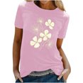 thumbnail image 1 of KIHOUT Nouveau Haut de Mode d'Été pour Femmes 2025, T-Shirt à Manches Courtes à Col Rond Décontracté à Imprimé Floral Rose 3TG, 1 of 5