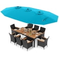 thumbnail image 1 of Costway Ensemble de Salle à Manger en Osier pour Patio 11 Pcs avec Parasol Extérieur Double Face 8 Chaises Empilables, 1 of 9