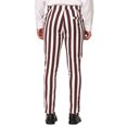 thumbnail image 3 of INSPIRE CHIC Men's Striped Pants Skinny Fit Contrast Color Button Zipper Trousers 38 Brown White, 3 of 7
