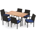 thumbnail image 4 of Costway 7PCS Patio Rattan Dining Chair Table Set W/ Cushion Umbrella Hole Navy, 4 of 10