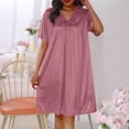 thumbnail image 2 of Timegard Robe de Nuit pour Femmes Col en V Manches Courtes Tenue d'Intérieur Décontractée Ample Confortable Robe de Maison Couleur Unie, 2 of 3
