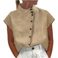 thumbnail image 1 of Birdeem Chemise Décontractée d'Été pour Femme, Ample, à Boutons, en Coton et Lin, Col Montant, 1 of 6